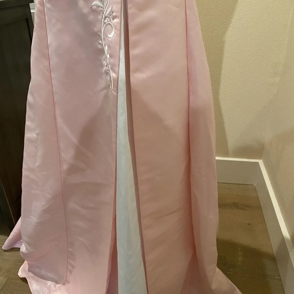 NWT Fiesta Formal Prom Evening Gown Dress Pink Beads Strapless Large - Picture 3 of 10